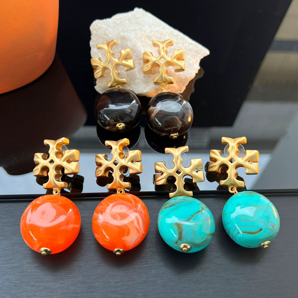 Tory Burch Vintage Matte Gold Iridescent Drop Earrings